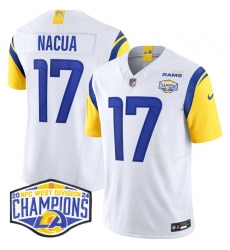 Men Los Angeles Rams 17 Puka Nacua White 2024 NFC West Champions F U S E Vapor Untouchable Stitched Football Jersey Men Los Angeles Rams 17 Puka Nacua White 2024 NFC West Champions F U S E Vapor Untouchable Stitched Football Jersey