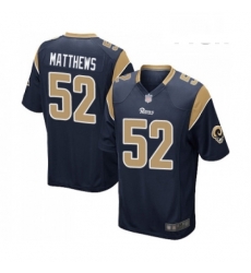 Men Los Angeles Rams 52 Clay Matthews Game Navy Blue Team Color Football Jersey Men Los Angeles Rams 52 Clay Matthews Game Navy Blue Team Color Football Jersey