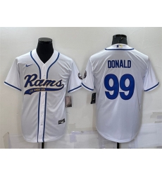Men Los Angeles Rams 99 Aaron Donald White With Patch Cool Base Stitched Baseb Men Los Angeles Rams 99 Aaron Donald White With Patch Cool Base Stitched Baseb