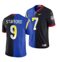 Men Los Angeles Rams X Georgia Bulldogs 9 Matthew Stafford Black Royal Split Stitched Jerse Men Los Angeles Rams X Georgia Bulldogs 9 Matthew Stafford Black Royal Split Stitched Jerse