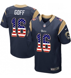 Men Nike Los Angeles Rams 16 Jared Goff Elite Navy Blue Home USA Flag Fashion NFL Jersey Men Nike Los Angeles Rams 16 Jared Goff Elite Navy Blue Home USA Flag Fashion NFL Jersey
