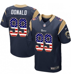 Men Nike Los Angeles Rams 99 Aaron Donald Elite Navy Blue Home USA Flag Fashion NFL Jersey Men Nike Los Angeles Rams 99 Aaron Donald Elite Navy Blue Home USA Flag Fashion NFL Jersey