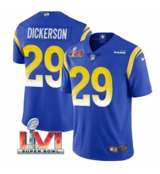 Nike Los Angeles Rams 29 Eric Dickerson Royal 2022 Super Bowl LVI Vapor Limited Jersey Nike Los Angeles Rams 29 Eric Dickerson Royal 2022 Super Bowl LVI Vapor Limited Jersey