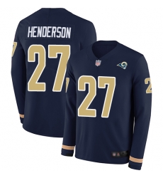 Rams 27 Darrell Henderson Navy Blue Team Color Men Stitched Football Limited Therma Long Sleeve Jersey Rams 27 Darrell Henderson Navy Blue Team Color Men Stitched Football Limited Therma Long Sleeve Jersey