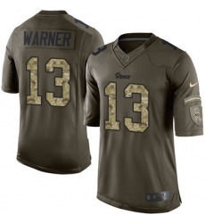 Nike Rams #13 Kurt Warner Green Youth Stitched NFL Limited Salute to Service Jersey Nike Rams #13 Kurt Warner Green Youth Stitched NFL Limited Salute to Service Jersey