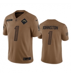 Men Los Angeles Chargers 1 Quentin Johnston 2023 Brown Salute To Service Limited Stitched Jersey Men Los Angeles Chargers 1 Quentin Johnston 2023 Brown Salute To Service Limited Stitched Jersey