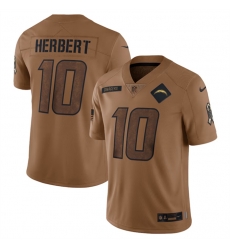 Men Los Angeles Chargers 10 Justin Herbert 2023 Brown Salute To Service Limited Stitched Jersey Men Los Angeles Chargers 10 Justin Herbert 2023 Brown Salute To Service Limited Stitched Jersey
