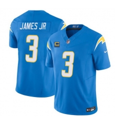 Men Los Angeles Chargers 3 Derwin James JR Blue 2025 F U S E With 4 Star C Patch Vapor Limited Stitched Football Jersey