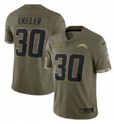 Men Los Angeles Chargers 30 Austin Ekeler Olive 2022 Salute To Service Limited Stitched Jersey Men Los Angeles Chargers 30 Austin Ekeler Olive 2022 Salute To Service Limited Stitched Jersey