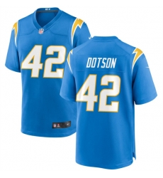 Men Los Angeles Chargers 42 Elijah Dotson Blue Stitched Game Jersey Men Los Angeles Chargers 42 Elijah Dotson Blue Stitched Game Jersey