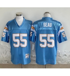 Men Los Angeles Chargers 55 Junior Seau Blue Throwback Stitched Jersey Men Los Angeles Chargers 55 Junior Seau Blue Throwback Stitched Jersey