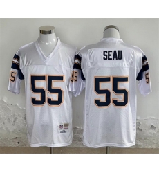 Men Los Angeles Chargers 55 Junior Seau White Throwback Stitched Jersey Men Los Angeles Chargers 55 Junior Seau White Throwback Stitched Jersey