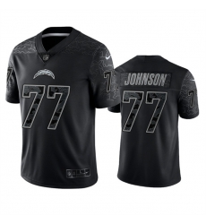 Men Los Angeles Chargers 77 Zion Johnson Black Reflective Limited Stitched Football Jersey Men Los Angeles Chargers 77 Zion Johnson Black Reflective Limited Stitched Football Jersey