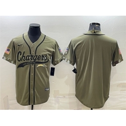 Men Los Angeles Chargers Blank Olive Salute To Service Cool Base Stitched Baseball Jersey