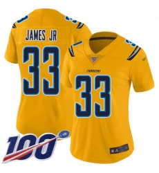 Chargers #33 Derwin James Jr Gold Women Stitched Football Limited Inverted Legend 100th Season Jersey Chargers #33 Derwin James Jr Gold Women Stitched Football Limited Inverted Legend 100th Season Jersey