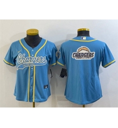 Women Los Angeles Chargers Blue Team Big Logo With Patch Cool Base Stitched Baseball Jersey Women Los Angeles Chargers Blue Team Big Logo With Patch Cool Base Stitched Baseball Jersey