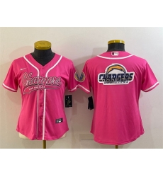 Women Los Angeles Chargers Pink Team Big Logo With Patch Cool Base Stitched Baseball Jersey Women Los Angeles Chargers Pink Team Big Logo With Patch Cool Base Stitched Baseball Jersey