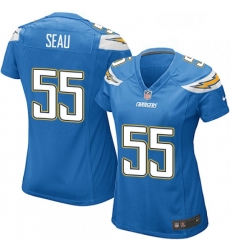 Womens Nike Los Angeles Chargers 55 Junior Seau Game Electric Blue Alternate NFL Jersey Womens Nike Los Angeles Chargers 55 Junior Seau Game Electric Blue Alternate NFL Jersey