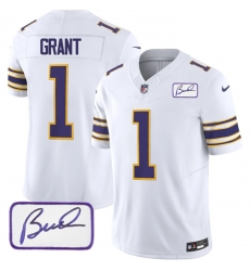 Men Minnesota Vikings 1 Greg Joseph White 2023 F U S E Bud Grant Patch Vapor Limited Stitched Jersey Men Minnesota Vikings 1 Greg Joseph White 2023 F U S E Bud Grant Patch Vapor Limited Stitched Jersey