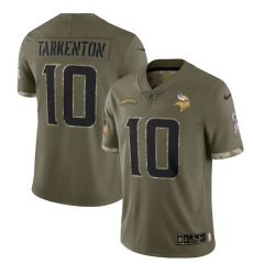 Men Minnesota Vikings 10 Fran Tarkenton Olive 2022 Salute To Service Limited Stitched Jersey Men Minnesota Vikings 10 Fran Tarkenton Olive 2022 Salute To Service Limited Stitched Jersey
