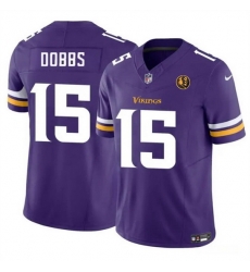Men Minnesota Vikings 15 Josh Dobbs Purple 2023 F U S E With John Madden Patch Vapor Limited Stitched Football Jersey Men Minnesota Vikings 15 Josh Dobbs Purple 2023 F U S E With John Madden Patch Vapor Limited Stitched Football Jersey