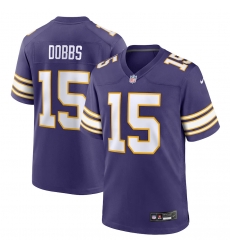 Men Minnesota Vikings 15 Joshua Dobbs Purple 2023 F U S E Vapor Throwback Limited Stitched Jersey Men Minnesota Vikings 15 Joshua Dobbs Purple 2023 F U S E Vapor Throwback Limited Stitched Jersey
