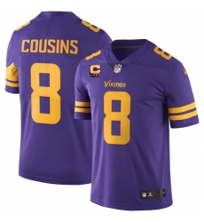 Men Minnesota Vikings 2022 #8 Kirk Cousins Purple With 4-Star C Patch Rush Limited Stitched NFL Jersey Men Minnesota Vikings 2022 #8 Kirk Cousins Purple With 4-Star C Patch Rush Limited Stitched NFL Jersey