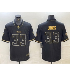 Men Minnesota Vikings 33 Aaron Jones Black Golden Edition Limited Stitched Jersey Men Minnesota Vikings 33 Aaron Jones Black Golden Edition Limited Stitched Jersey