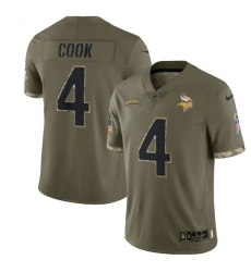 Men Minnesota Vikings 4 Dalvin Cook Olive 2022 Salute To Service Limited Stitched Jersey Men Minnesota Vikings 4 Dalvin Cook Olive 2022 Salute To Service Limited Stitched Jersey