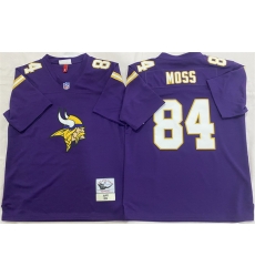 Men Minnesota Vikings 84 Randy Moss Purple Throwback Stitched Football Jersey
