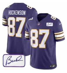 Men Minnesota Vikings 87 T J Hockenson Purple 2023 F U S E Bud Grant Patch Vapor Limited Stitched Jersey Men Minnesota Vikings 87 T J Hockenson Purple 2023 F U S E Bud Grant Patch Vapor Limited Stitched Jersey