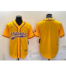 Men Minnesota Vikings Blank Gold With Patch Cool Base Stitched Baseball Jersey Men Minnesota Vikings Blank Gold With Patch Cool Base Stitched Baseball Jersey