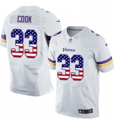 Mens Nike Minnesota Vikings 33 Dalvin Cook Elite White Road USA Flag Fashion NFL Jersey Mens Nike Minnesota Vikings 33 Dalvin Cook Elite White Road USA Flag Fashion NFL Jersey