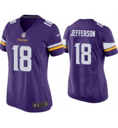 Women Minnesota Vikings 18 Justin Jefferson Purple Stitched Game Jersey Run Small Women Minnesota Vikings 18 Justin Jefferson Purple Stitched Game Jersey Run Small