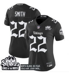 Women Minnesota Vikings 22 Harrison Smith Black 2025 Kings of the North Patch Gothic Norseblood Edition Vapor Untouchable Limited Stitched Football Jersey
