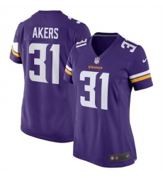 Women Minnesota Vikings 31 Cam Akers Purple Stitched Jersey 28Run Small 29 Women Minnesota Vikings 31 Cam Akers Purple Stitched Jersey 28Run Small 29