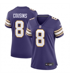 Women Minnesota Vikings 8 Kirk Cousins Purple 2023 Stitched Game Jersey Run Small Women Minnesota Vikings 8 Kirk Cousins Purple 2023 Stitched Game Jersey Run Small