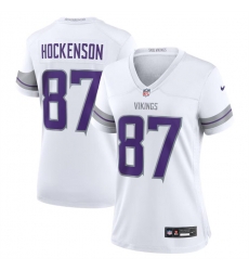 Women Minnesota Vikings 87 T J Hockenson White Winter Warrior Limited Stitched Jersey Women Minnesota Vikings 87 T J Hockenson White Winter Warrior Limited Stitched Jersey
