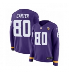 Womens Nike Minnesota Vikings 80 Cris Carter Limited Purple Therma Long Sleeve NFL Jersey Womens Nike Minnesota Vikings 80 Cris Carter Limited Purple Therma Long Sleeve NFL Jersey