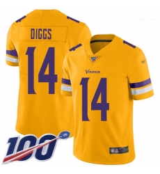 Vikings #14 Stefon Diggs Gold Youth Stitched Football Limited Inverted Legend 100th Season Jersey Vikings #14 Stefon Diggs Gold Youth Stitched Football Limited Inverted Legend 100th Season Jersey