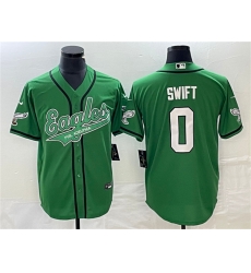 Men Philadelphia Eagles 0 D u2019andre Swift Green Cool Base Stitched Baseball Jersey Men Philadelphia Eagles 0 D u2019andre Swift Green Cool Base Stitched Baseball Jersey