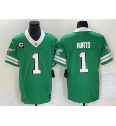 Men Philadelphia Eagles 1 Jalen Hurts Green 2023 F U S E Vapor Untouchable With C Patch Stitched Football Jersey Men Philadelphia Eagles 1 Jalen Hurts Green 2023 F U S E Vapor Untouchable With C Patch Stitched Football Jersey
