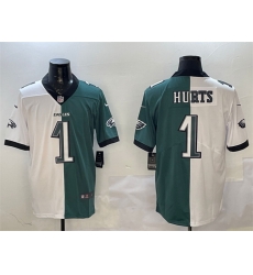 Men Philadelphia Eagles 1 Jalen Hurts White 26 Green Split Vapor Untouchable Limited Stitched Football Jersey Men Philadelphia Eagles 1 Jalen Hurts White 26 Green Split Vapor Untouchable Limited Stitched Football Jersey