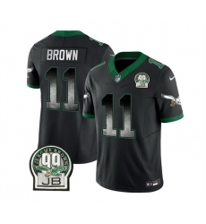 Men Philadelphia Eagles 11 A J Brown Black 2023 F U S E Throwback Vapor Untouchable Limited Stitched Football Jersey Men Philadelphia Eagles 11 A J Brown Black 2023 F U S E Throwback Vapor Untouchable Limited Stitched Football Jersey