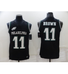 Men Philadelphia Eagles 11 A J Brown Black Limited Tank Top Stitched Jerse Men Philadelphia Eagles 11 A J Brown Black Limited Tank Top Stitched Jerse