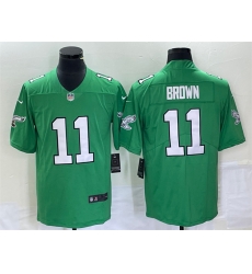 Men Philadelphia Eagles 11 A J Brown Green Stitched Football Jersey Men Philadelphia Eagles 11 A J Brown Green Stitched Football Jersey
