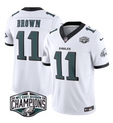 Men Philadelphia Eagles 11 A J Brown White 2024 New NFC East Champions F U S E Vapor Untouchable Limited Stitched Football Jersey Men Philadelphia Eagles 11 A J Brown White 2024 New NFC East Champions F U S E Vapor Untouchable Limited Stitched Football Jersey