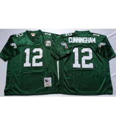 Men Philadelphia Eagles 12 Randall Cunningham Green M&N Throwback Jersey Men Philadelphia Eagles 12 Randall Cunningham Green M&N Throwback Jersey