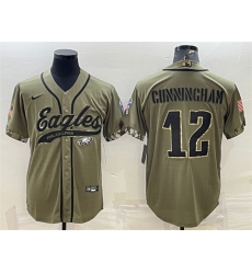 Men Philadelphia Eagles 12 Randall Cunningham Olive 2022 Salute To Service Cool Base Stitched Baseball Jersey Men Philadelphia Eagles 12 Randall Cunningham Olive 2022 Salute To Service Cool Base Stitched Baseball Jersey
