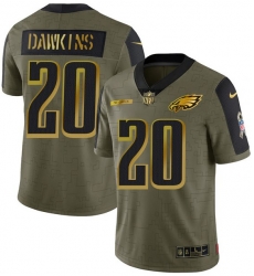 Men Philadelphia Eagles 20 Brian Dawkins 2021 Olive Camo Salute To Service Golden Limited Stitched Jersey Men Philadelphia Eagles 20 Brian Dawkins 2021 Olive Camo Salute To Service Golden Limited Stitched Jersey
